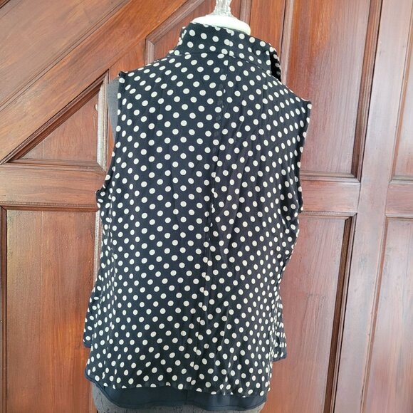 Jones New York Collection Woman Black Polka Dot Sleeveless Button-Up Blouse 14W - Picture 2 of 5